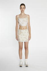 Stone-Sunflower Mesh Corset-Top